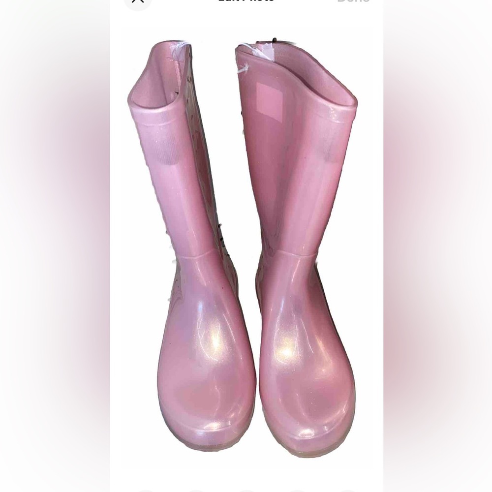 Cat And Jack Pink Shimmer Rain Boots Waterproof Size 3. NWT